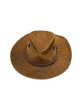 Henschel Cowboy‎ Hat USA Size Large Outback Style Leather Brown Ventilated